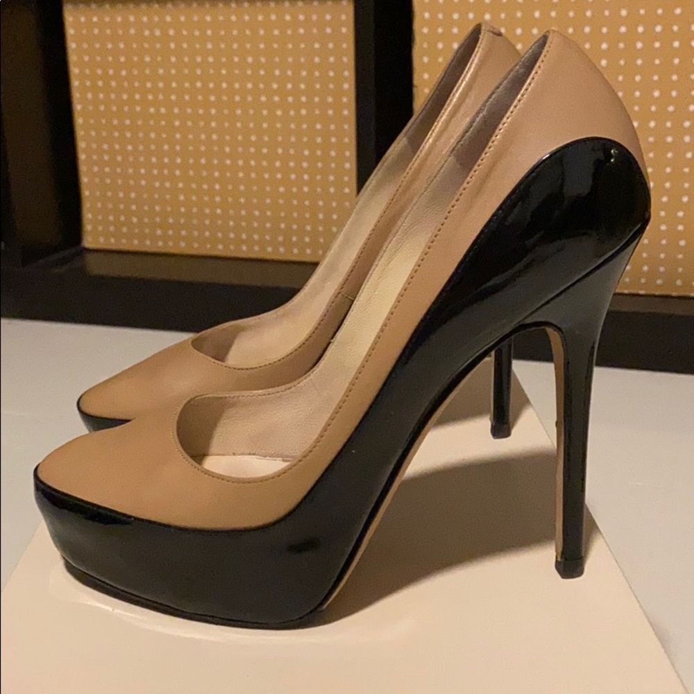 Jimmy Choo Two Tone Black & Nude Stiletto Pump 6.5